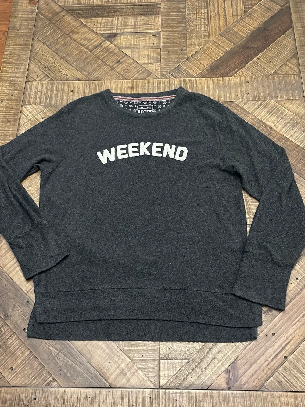 charcoal gray Royce Brand "Weekend" pullover sweater